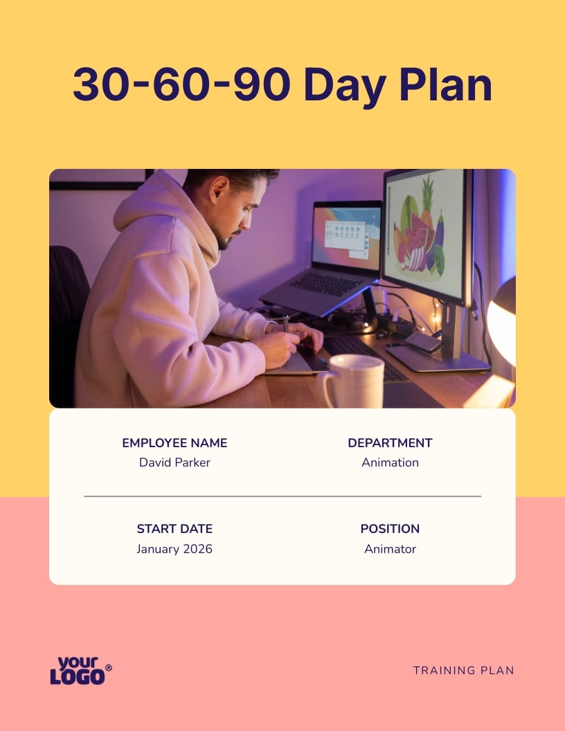 30 60 90 Day New Hire Animator Plan Template
