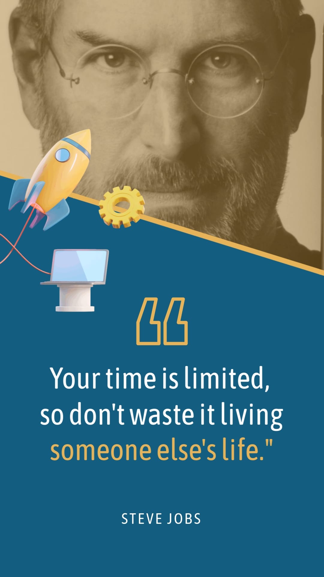 3D Steve Jobs Animated Quote Vertical Template