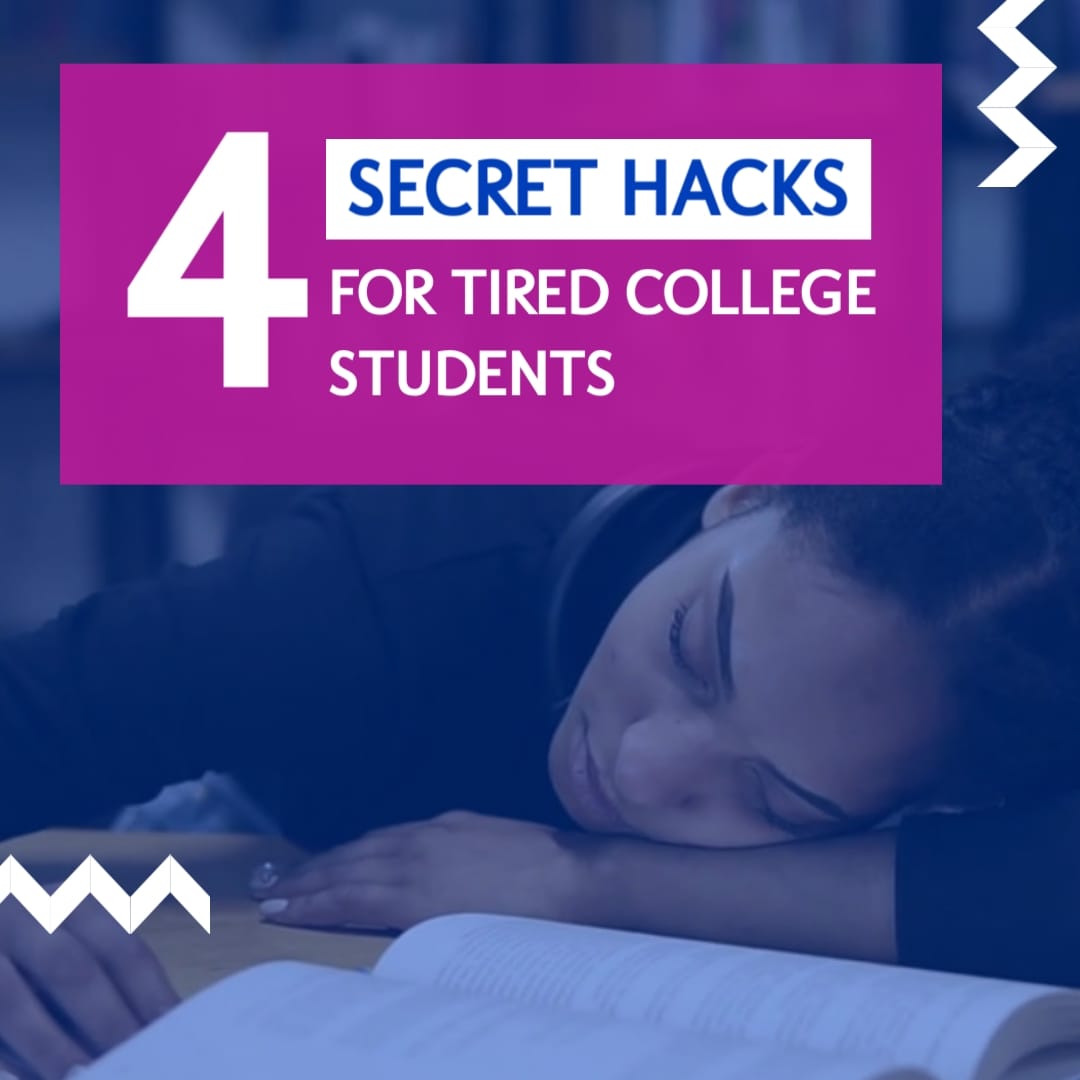 4 Secret Study Hacks for Tired College Students Listicle Square Template
