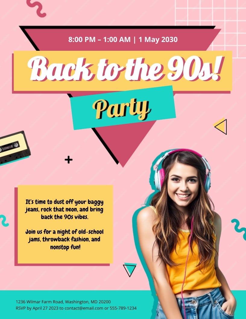 90s Party Flyer Template