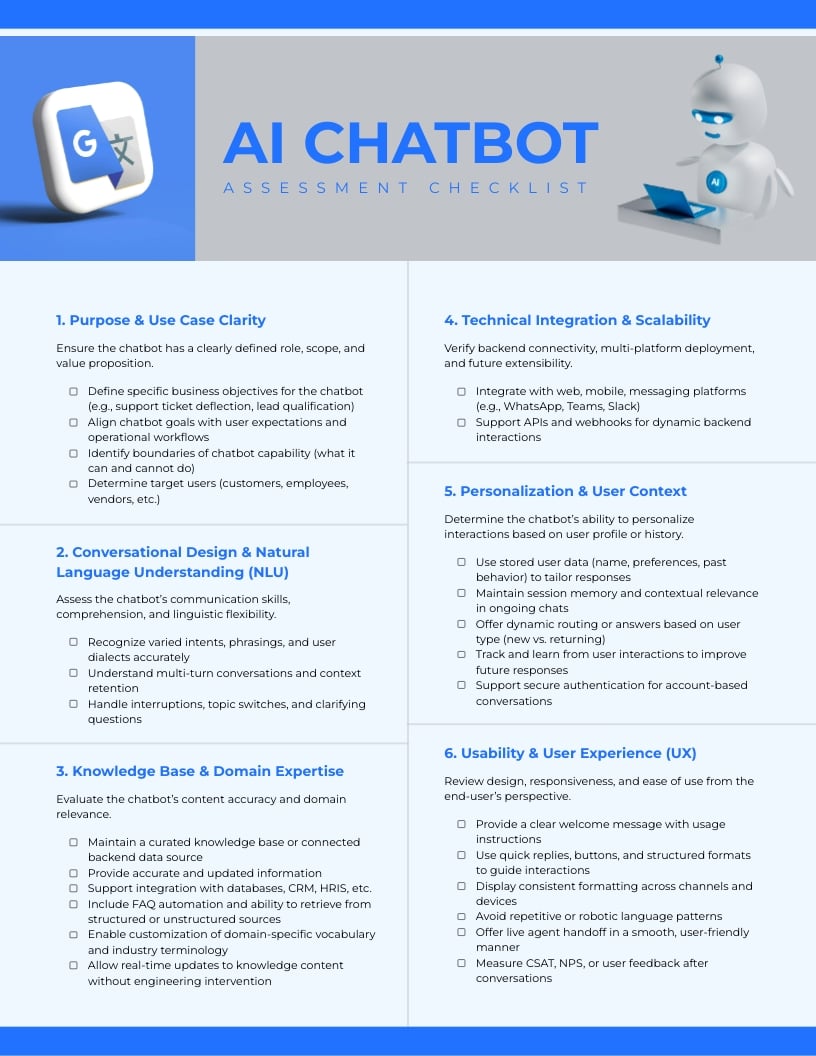AI Chatbot Assessment Checklist Template