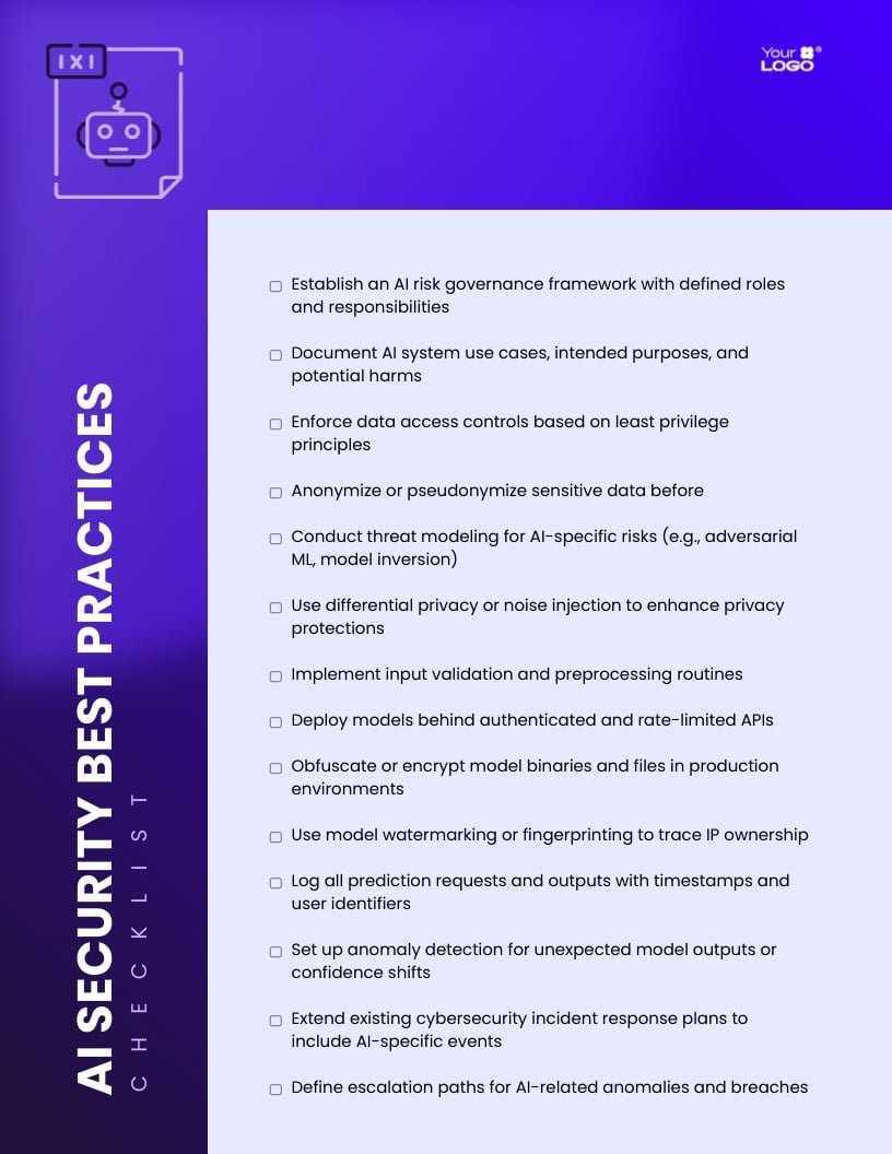 AI Security Best Practices Checklist Template