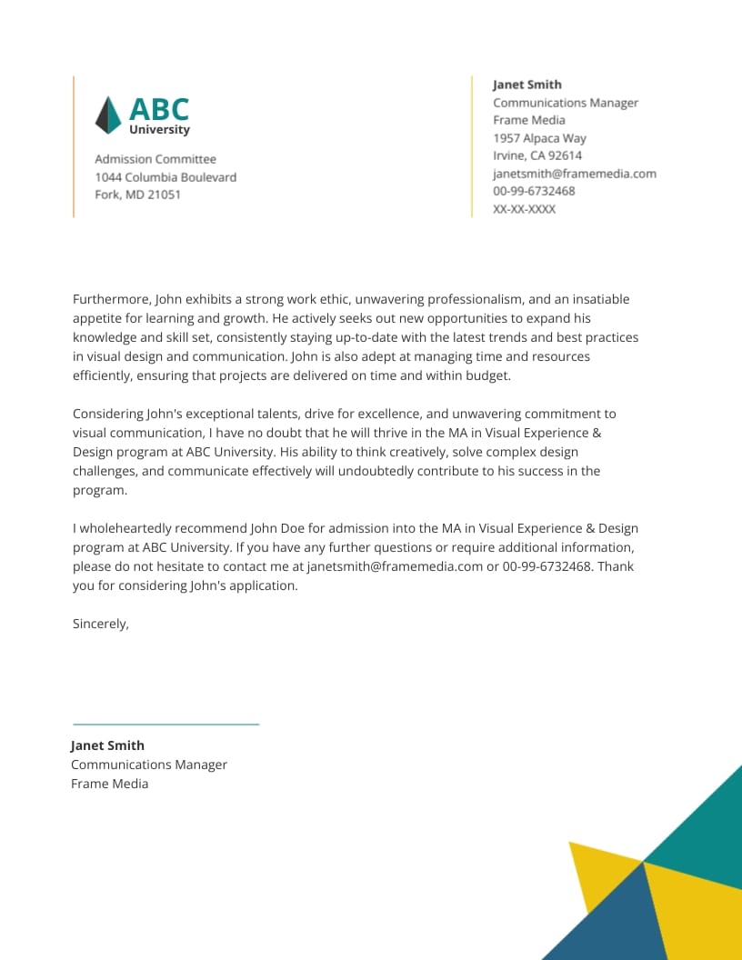 Academic University Recommendation Letter Template - Slide 2 Academic University Recommendation Letter Template - Slide 2