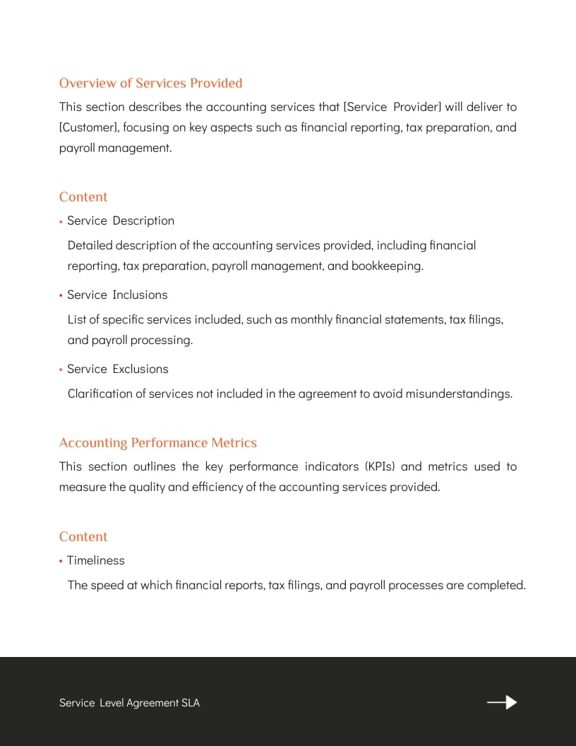 Accounting Service Level Agreement SLA Template - Slide 2 Accounting Service Level Agreement SLA Template - Slide 2