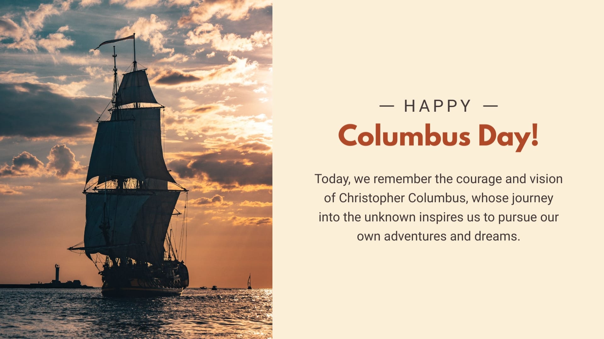Adventurous Columbus Day Greeting Card Template