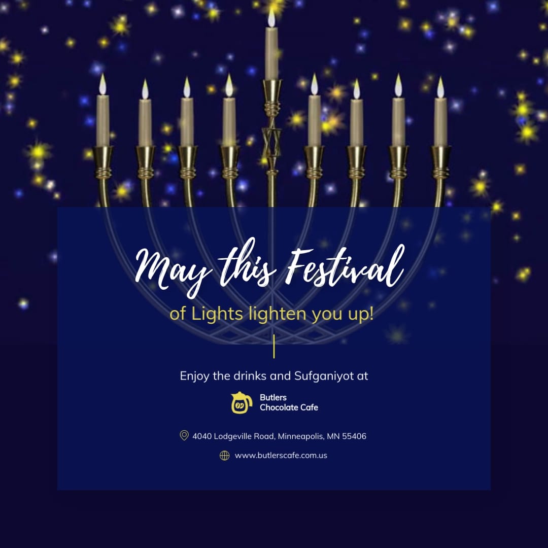 Animated Advertisement Hanukkah Greeting Card Square Template