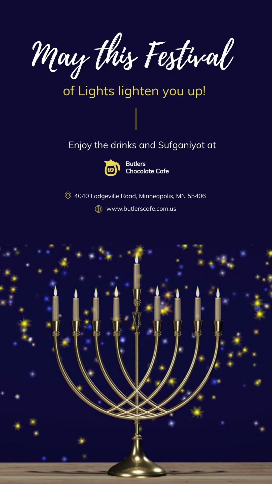 Animated Advertisement Hanukkah Greeting Card Vertical Template