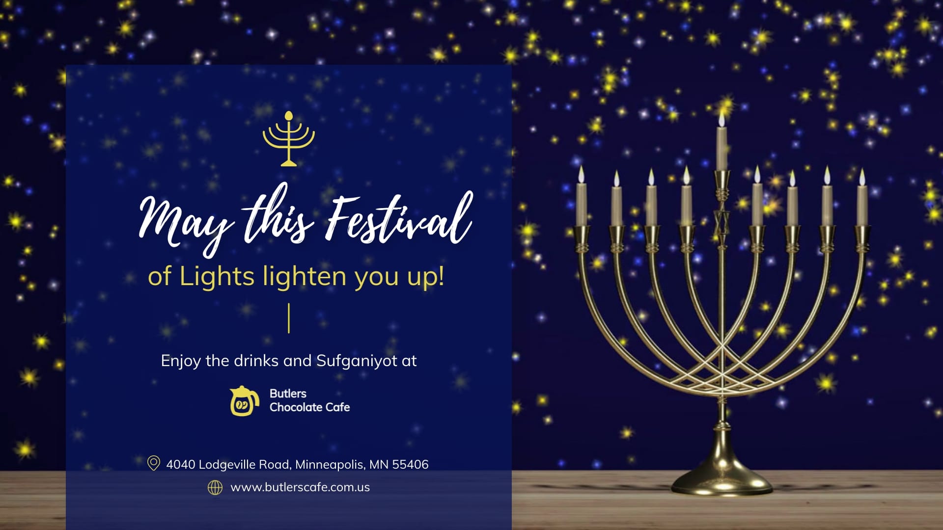 Animated Advertisement Hanukkah Greeting Card Template