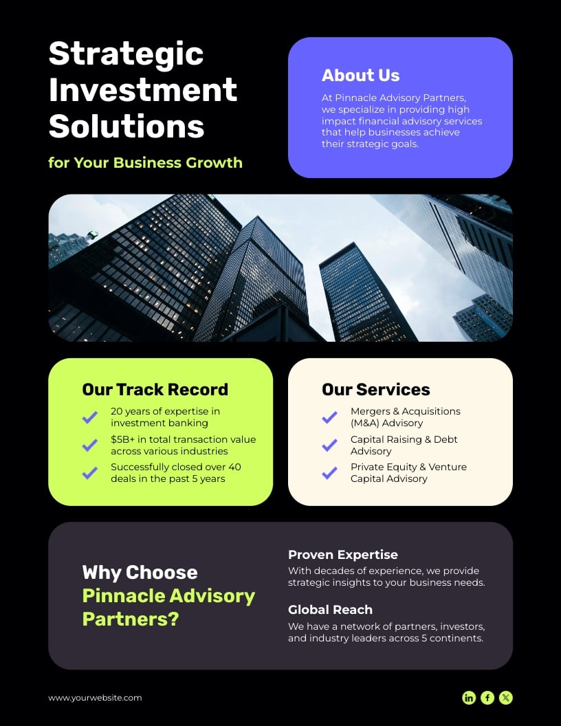 Advisory Investment Banking One Pager Template