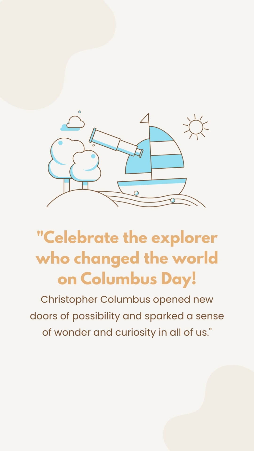 Aesthetic Columbus Day Greeting Card Vertical Template