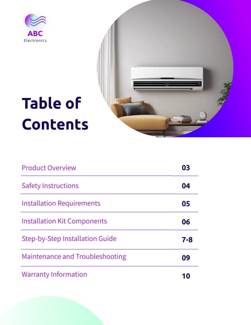 Air Conditioners Installation Manual Template | Visme