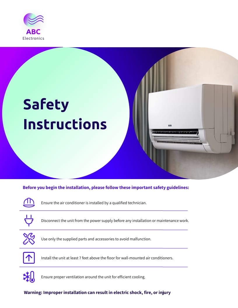 Air Conditioners Installation Manual Template | Visme