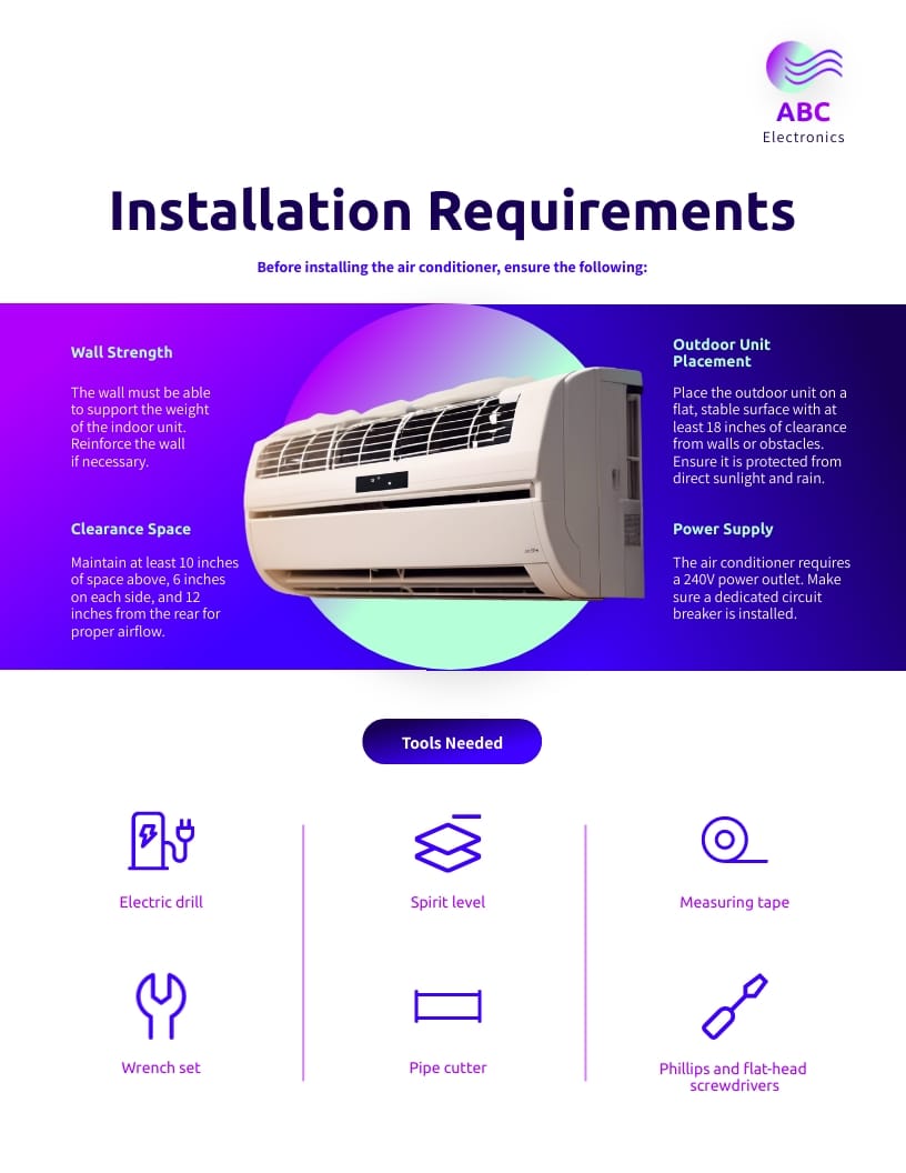 Air Conditioners Installation Manual Template - Slide 5 Air Conditioners Installation Manual Template - Slide 5
