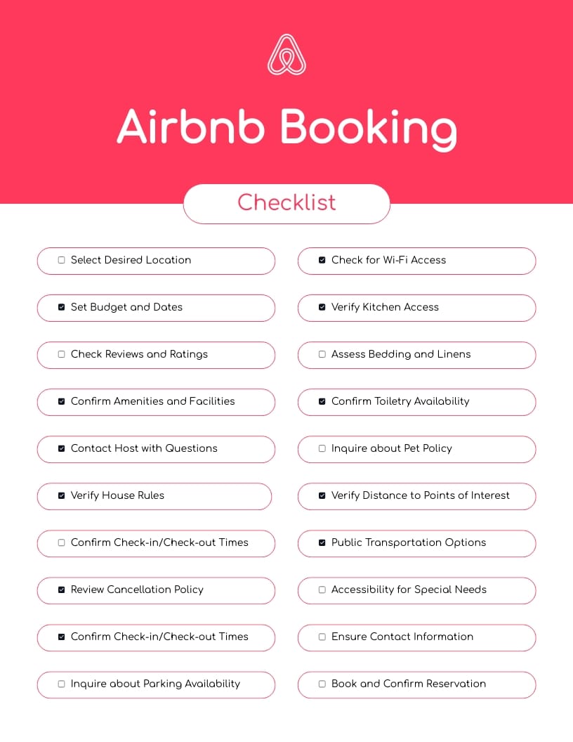 Airbnb Booking Checklist Template Airbnb Booking Checklist Template