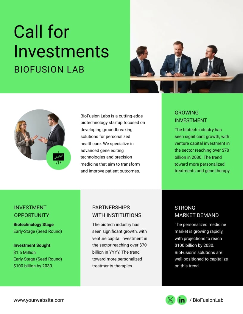 Angel Investor One Pager Template