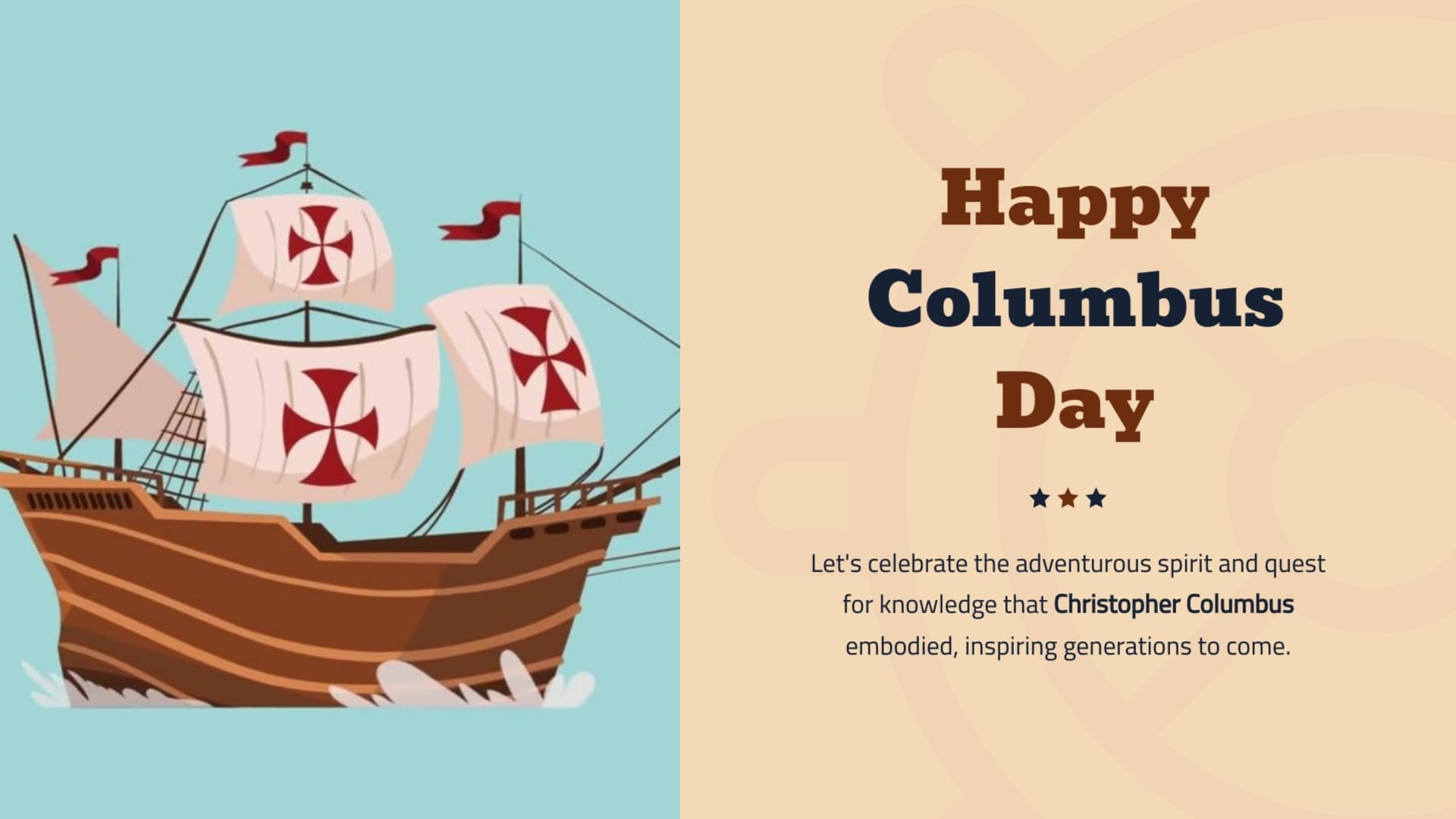 Animated Columbus Day Greeting Card Template