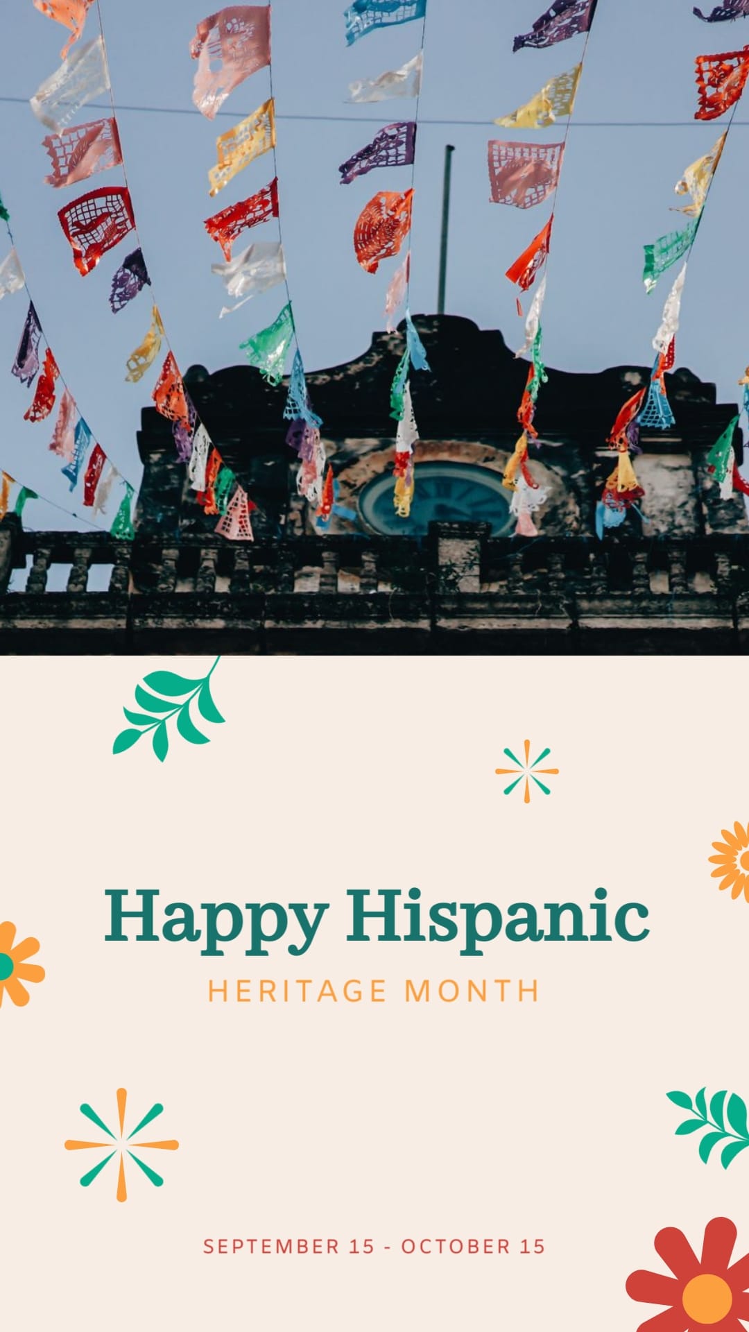 Animated Hispanic Heritage Month Greeting Card Vertical Template