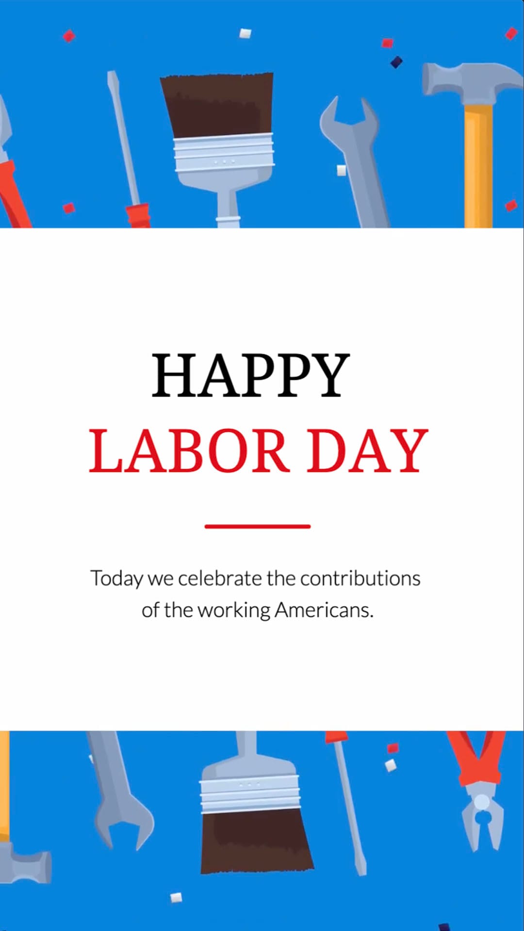 Animated Labor Day Greeting Card Vertical Template
