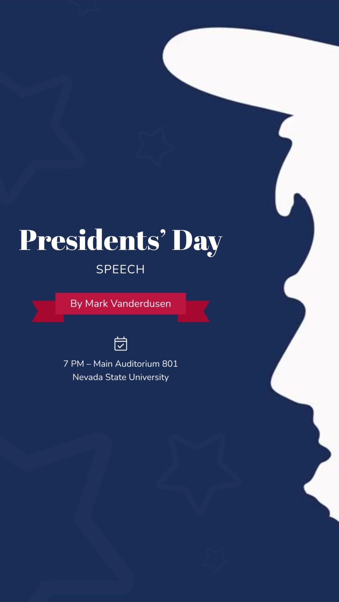 Announcement Presidents Day Greeting Card Vertical Template