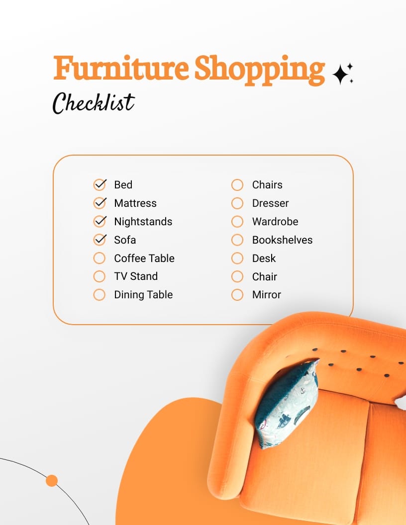 Apartment Furniture Checklist Template