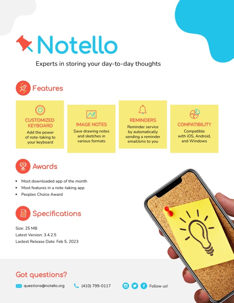 App Sell Sheet Template