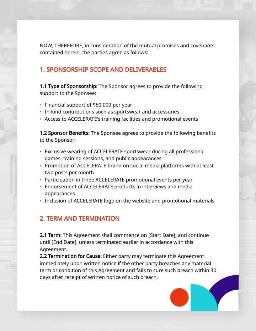 Athlete Sponsorship Contract Template - Slide 2 Athlete Sponsorship Contract Template - Slide 2