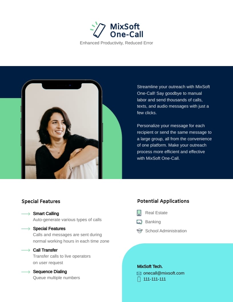 Automated Calling System Sell Sheet Template