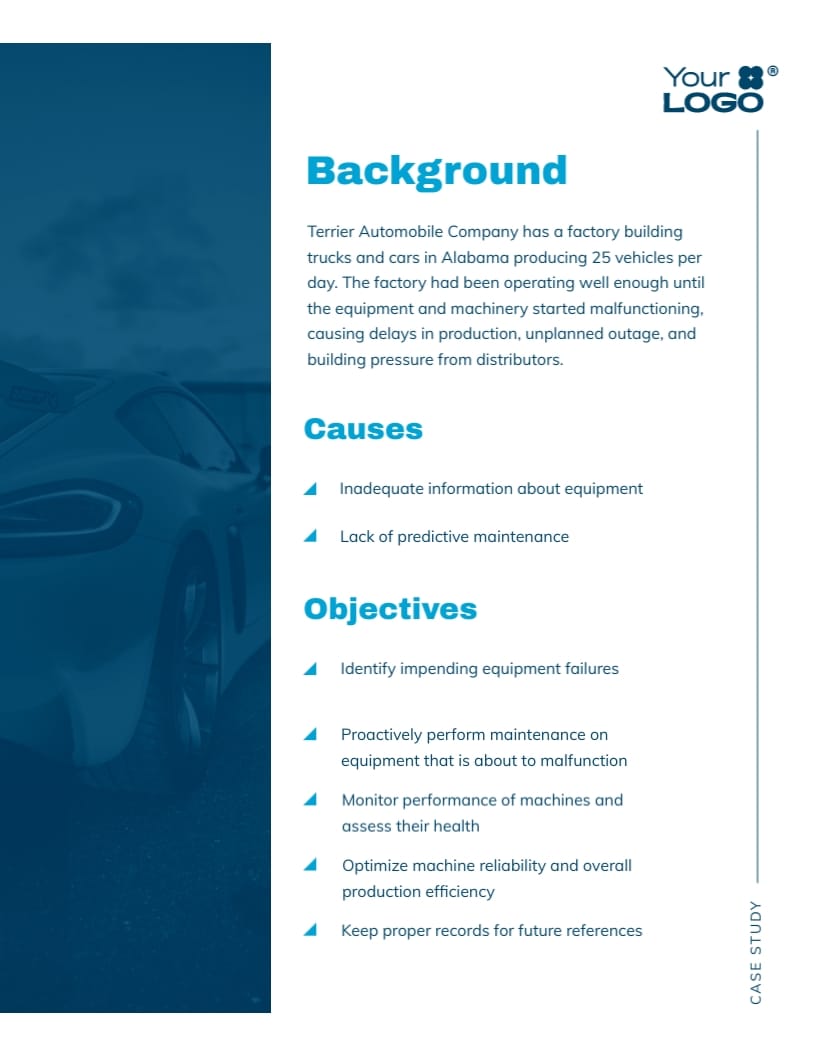 Automobile Company Case Study Template - Slide 2 Automobile Company Case Study Template - Slide 2