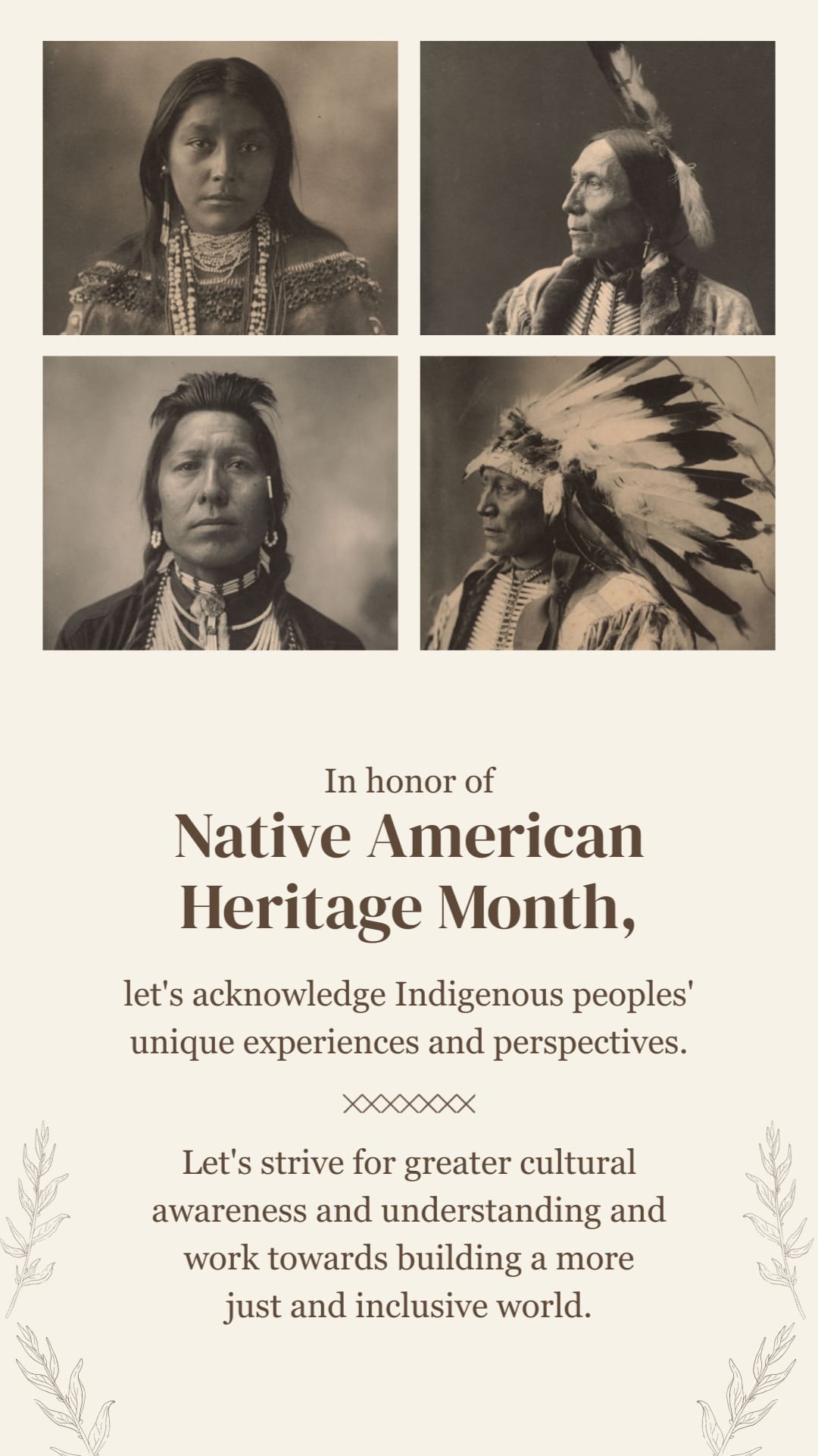 Awareness Native American Heritage Greeting Card Vertical Template