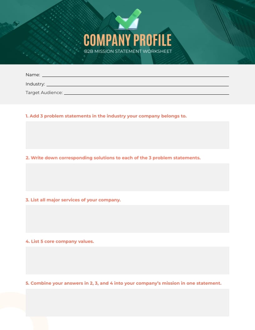 B2B Mission Statement Worksheet Template