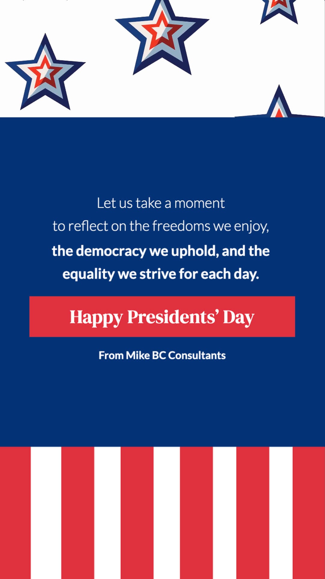 B2C Presidents Day Greeting Card Vertical Template