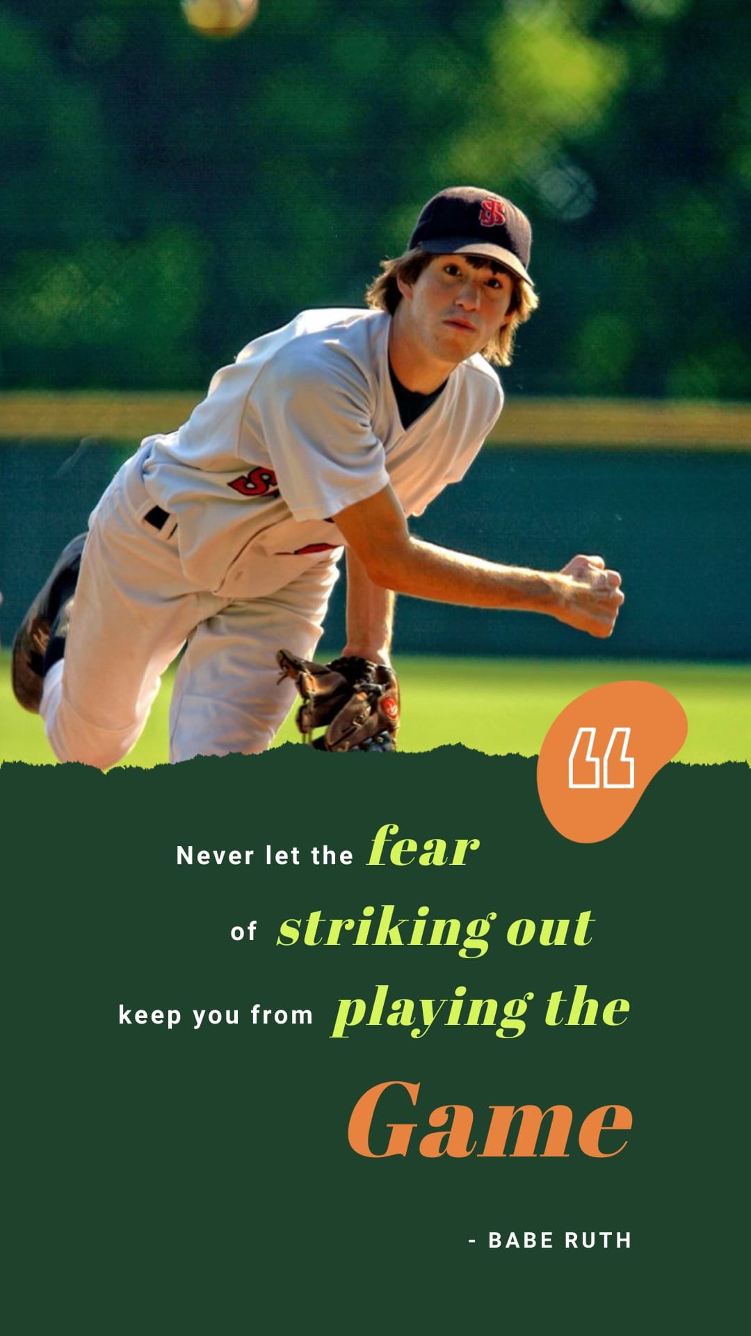 Babe Ruth Animated Quote Vertical Template