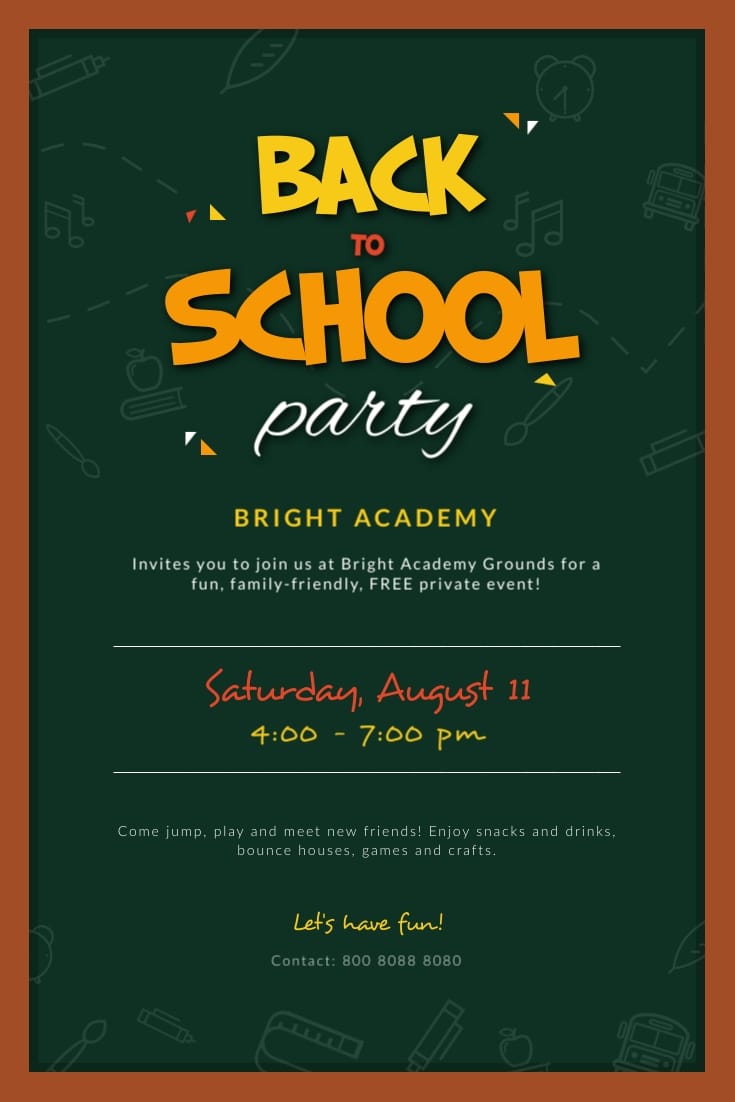 Back to School Chalkboard Party Pinterest Post Template