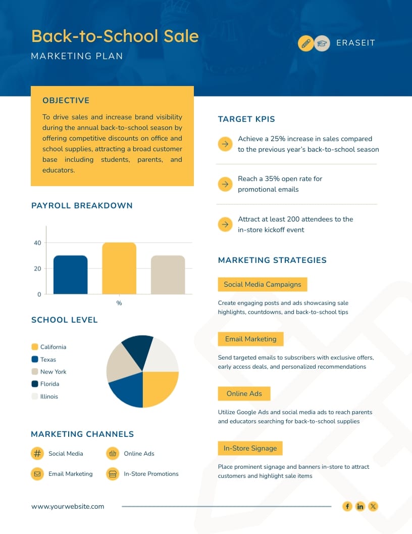 Back to School One Pager Marketing Plan Template