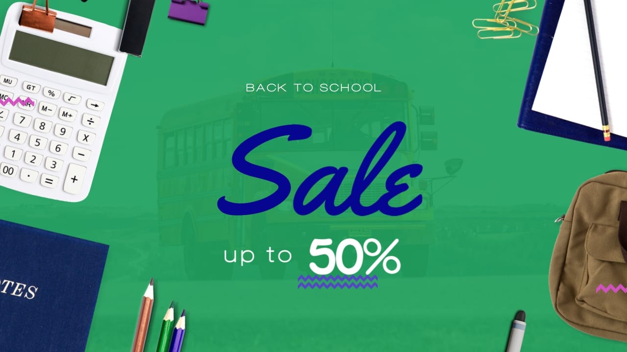 Back to School Super Sale Youtube Video Cover Template