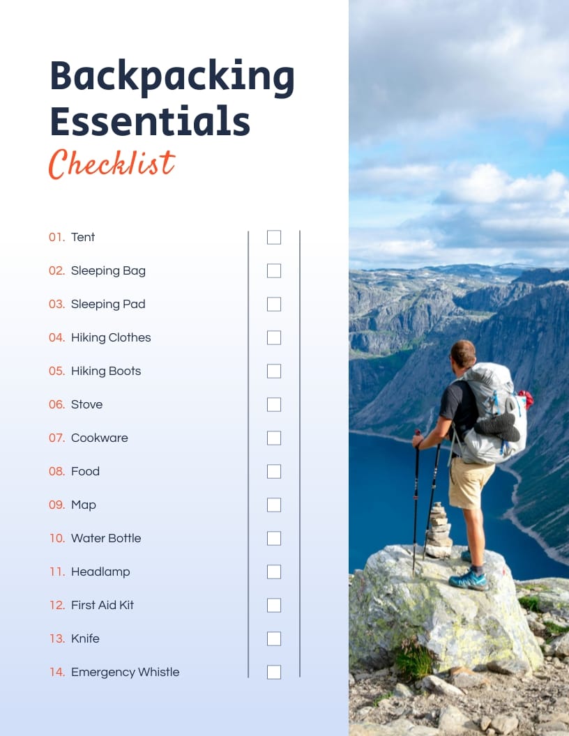Backpacking Checklist Template