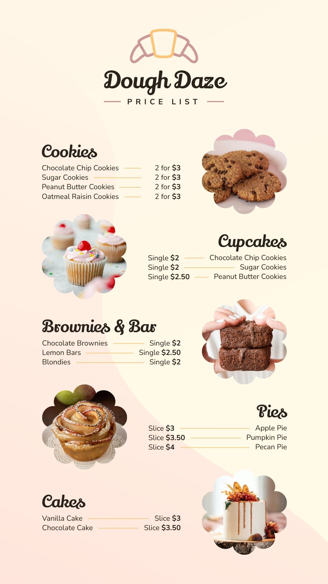 Bake Sale Price List Template