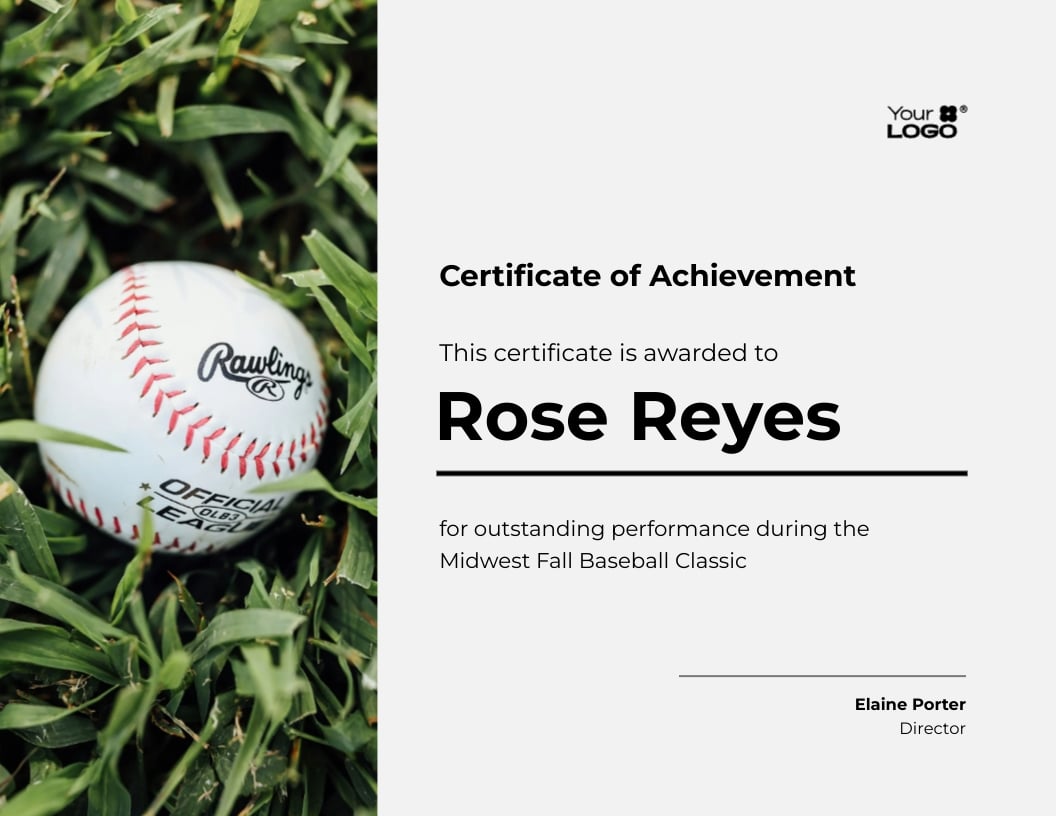 Baseball Certificate Template