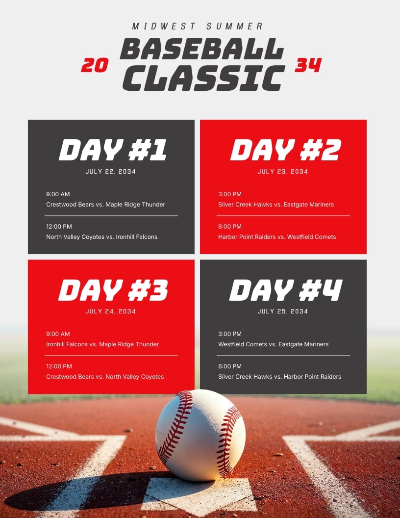 Baseball Game Schedule Template