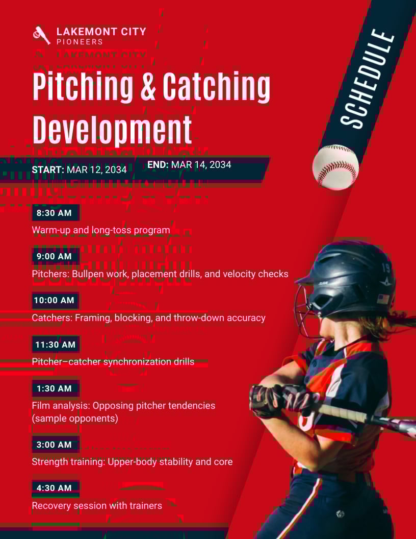 Baseball Practice Schedule Template