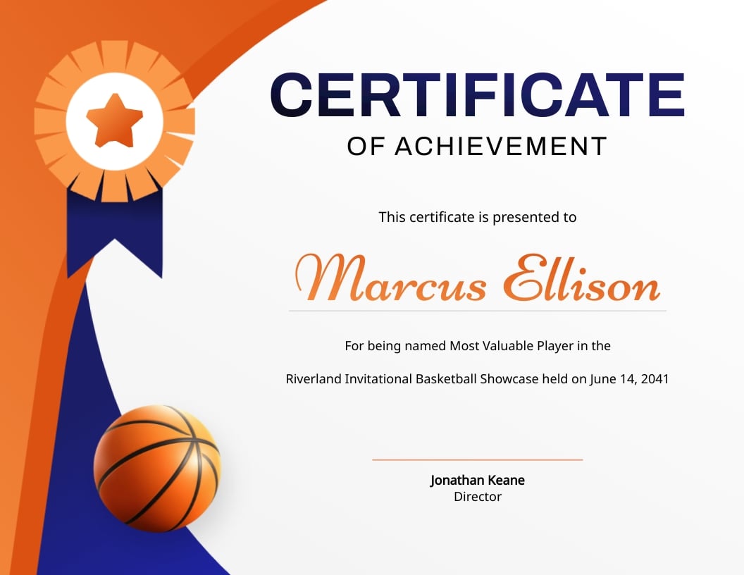 Basketball Certificate Template