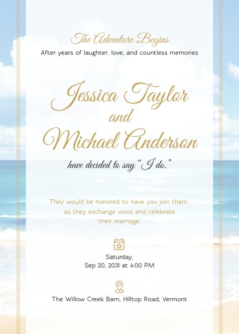 Beach Wedding Invitation Template Beach Wedding Invitation Template