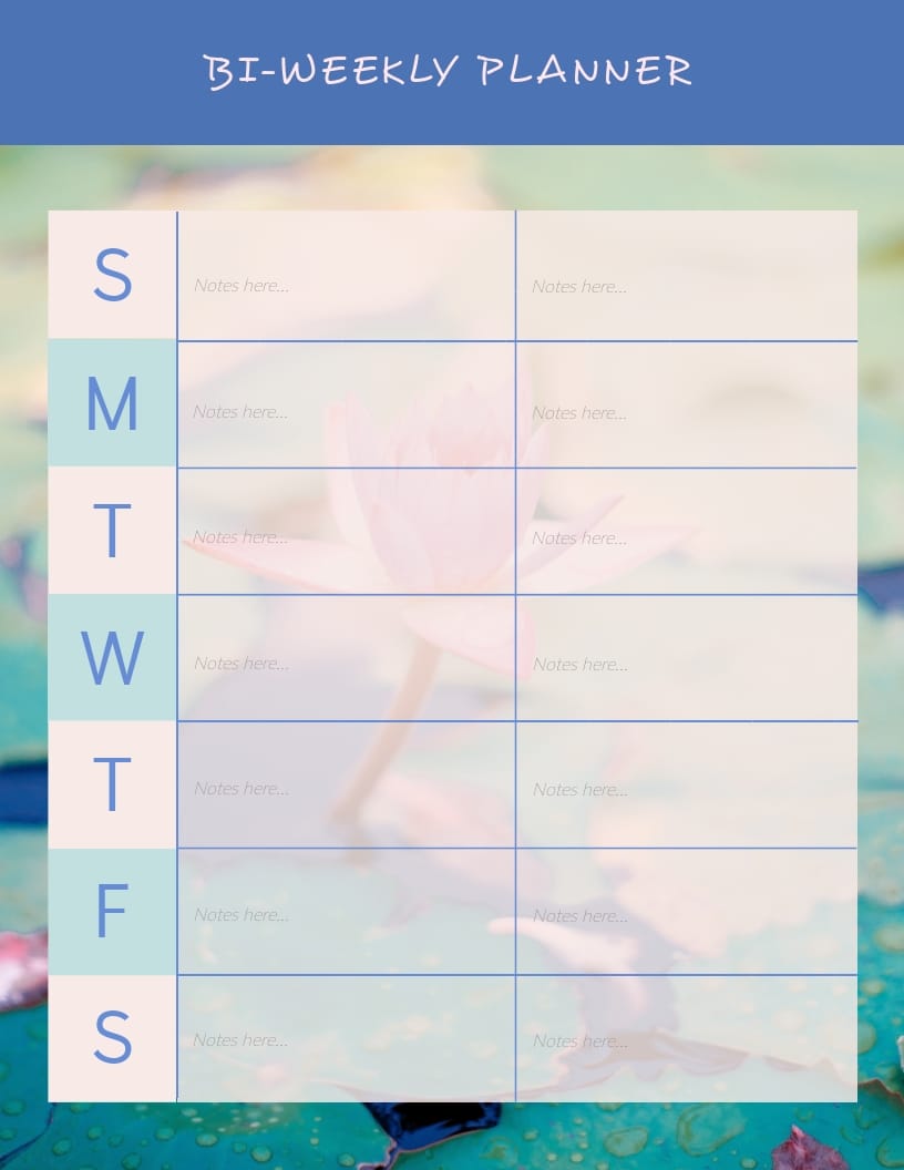 Bi-Weekly Planner Schedule Template | Visme