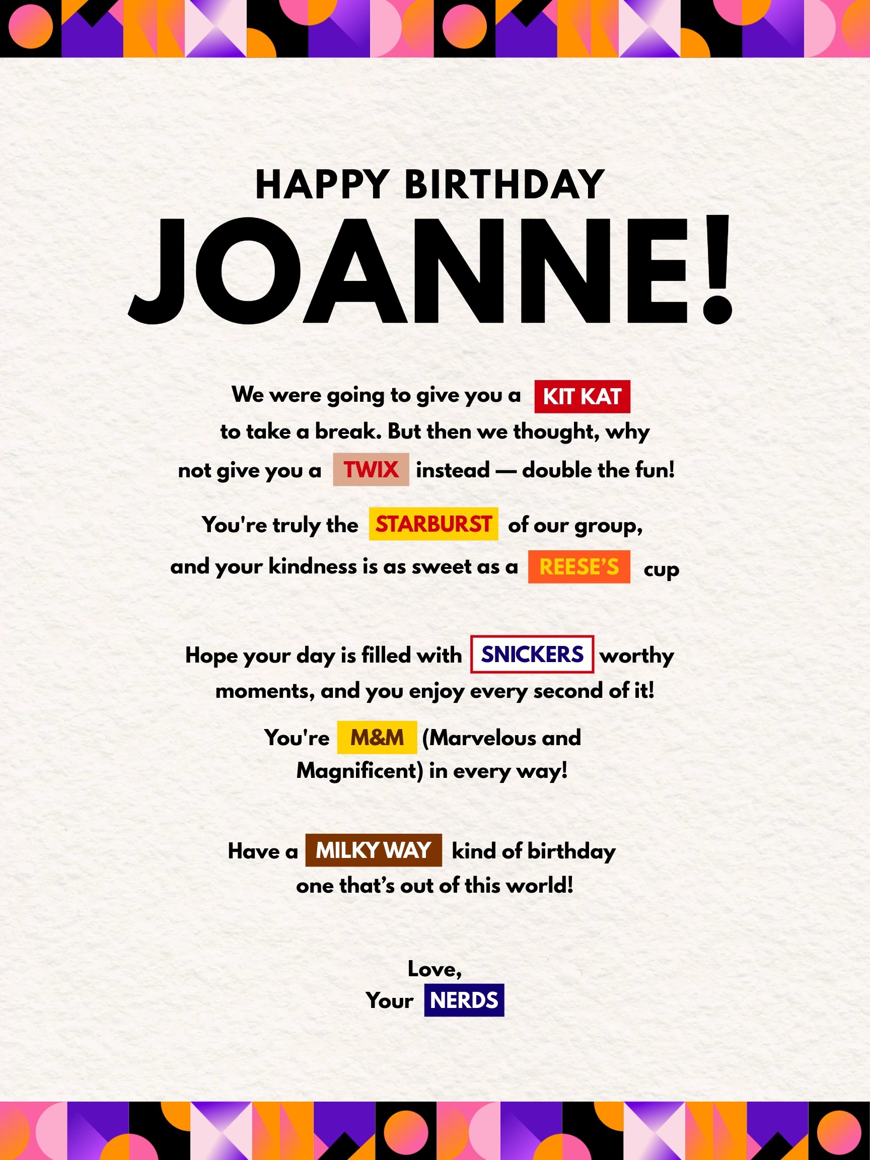 Birthday Candy Bar Poster Template