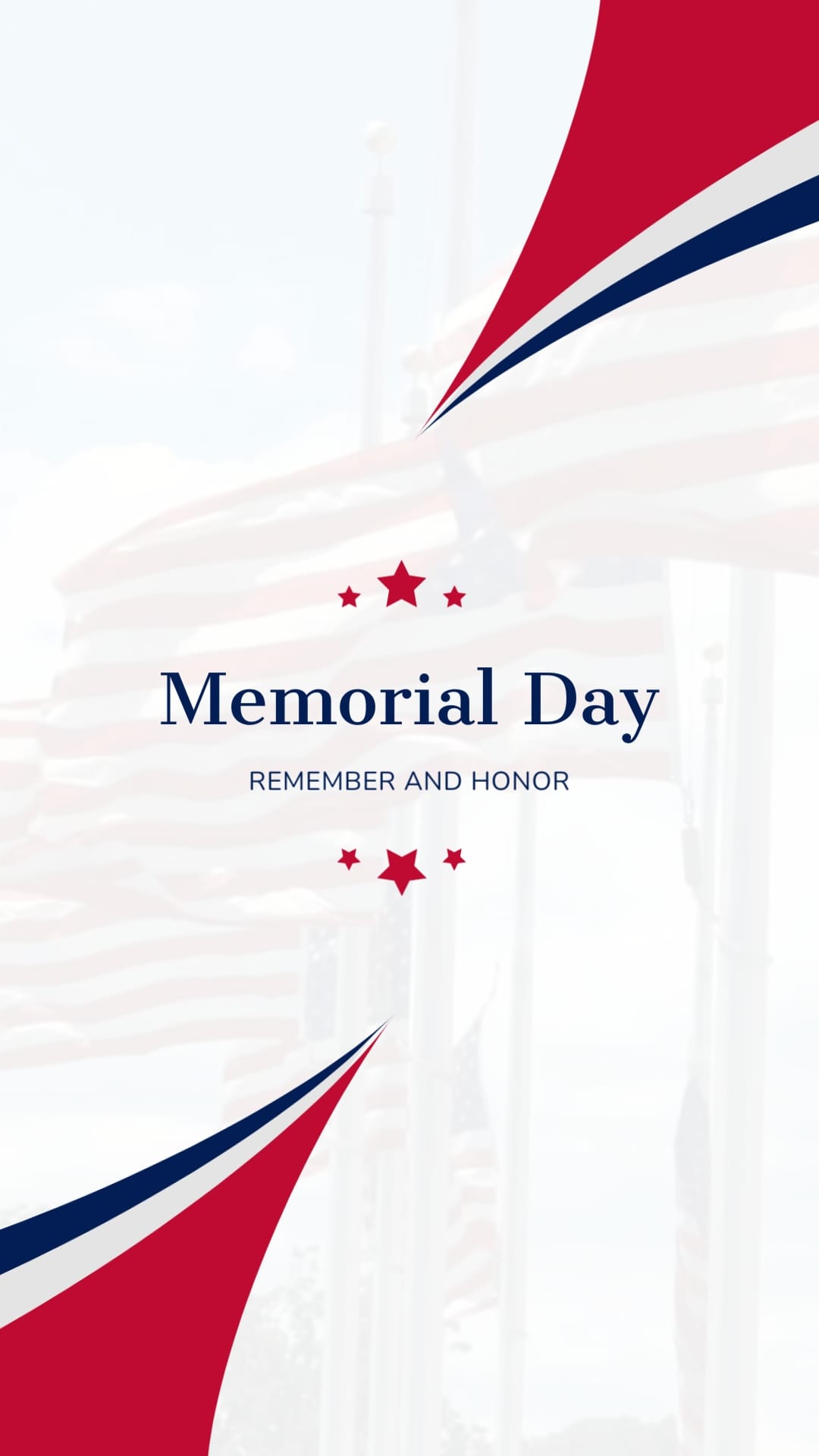 Black Memorial Day Greeting Card Vertical Template