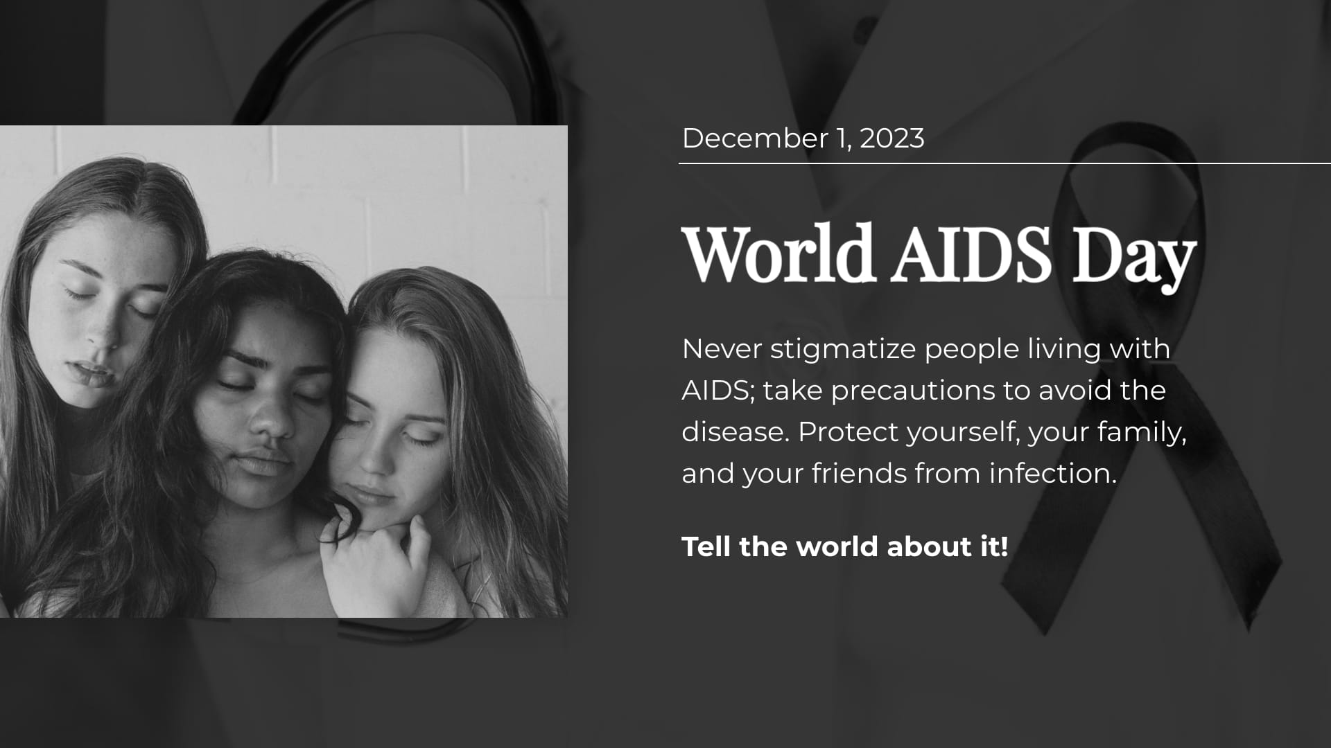 Black and White World AIDS Day Greeting Card Template