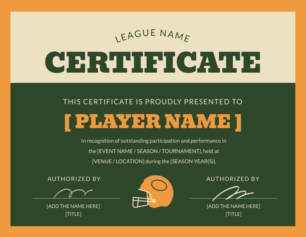 Blank Football Certificate Template