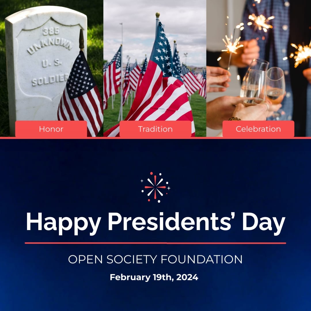 Blue Club Presidents Day Greeting Card Square Template