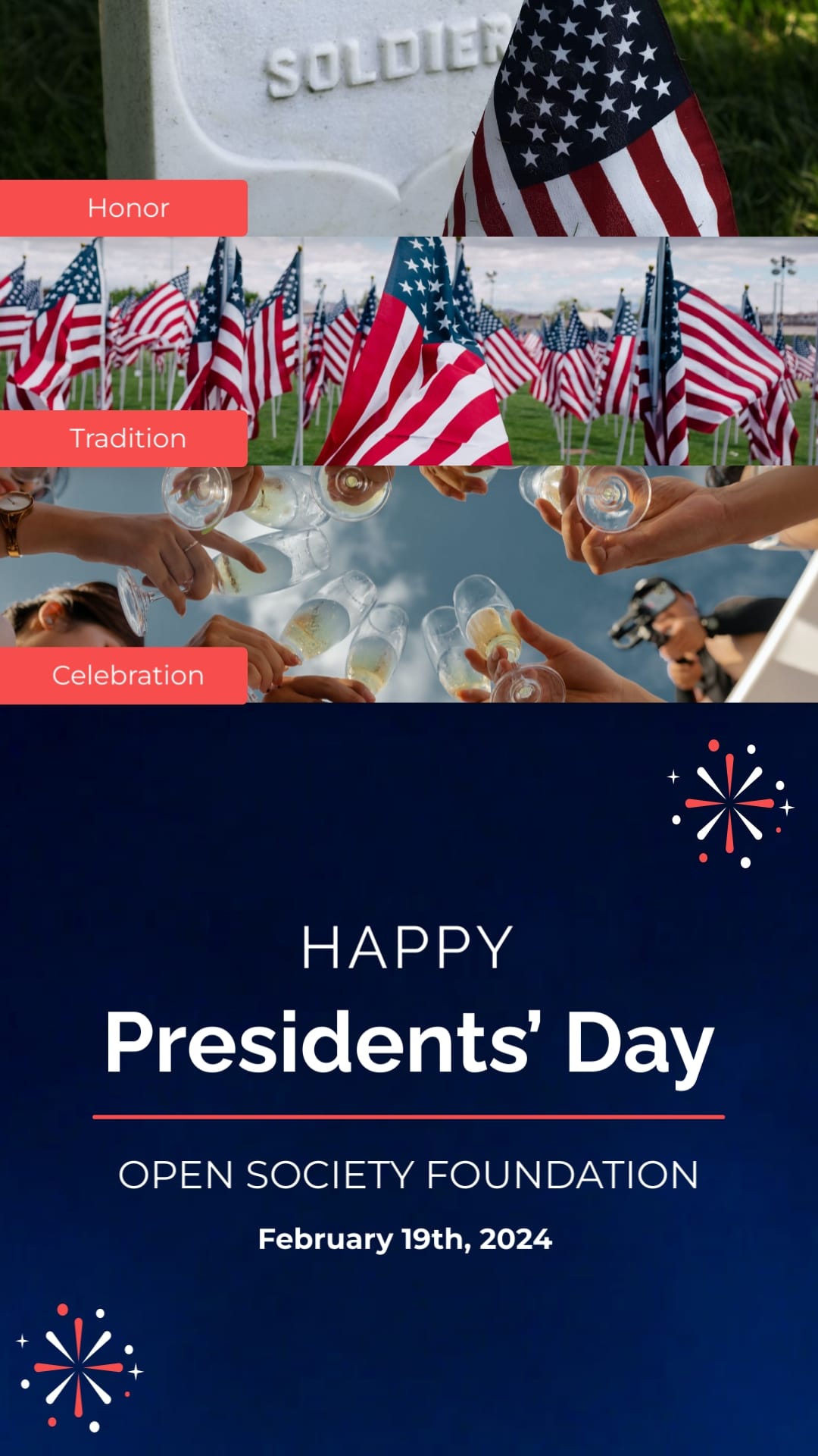 Blue Club Presidents Day Greeting Card Vertical Template