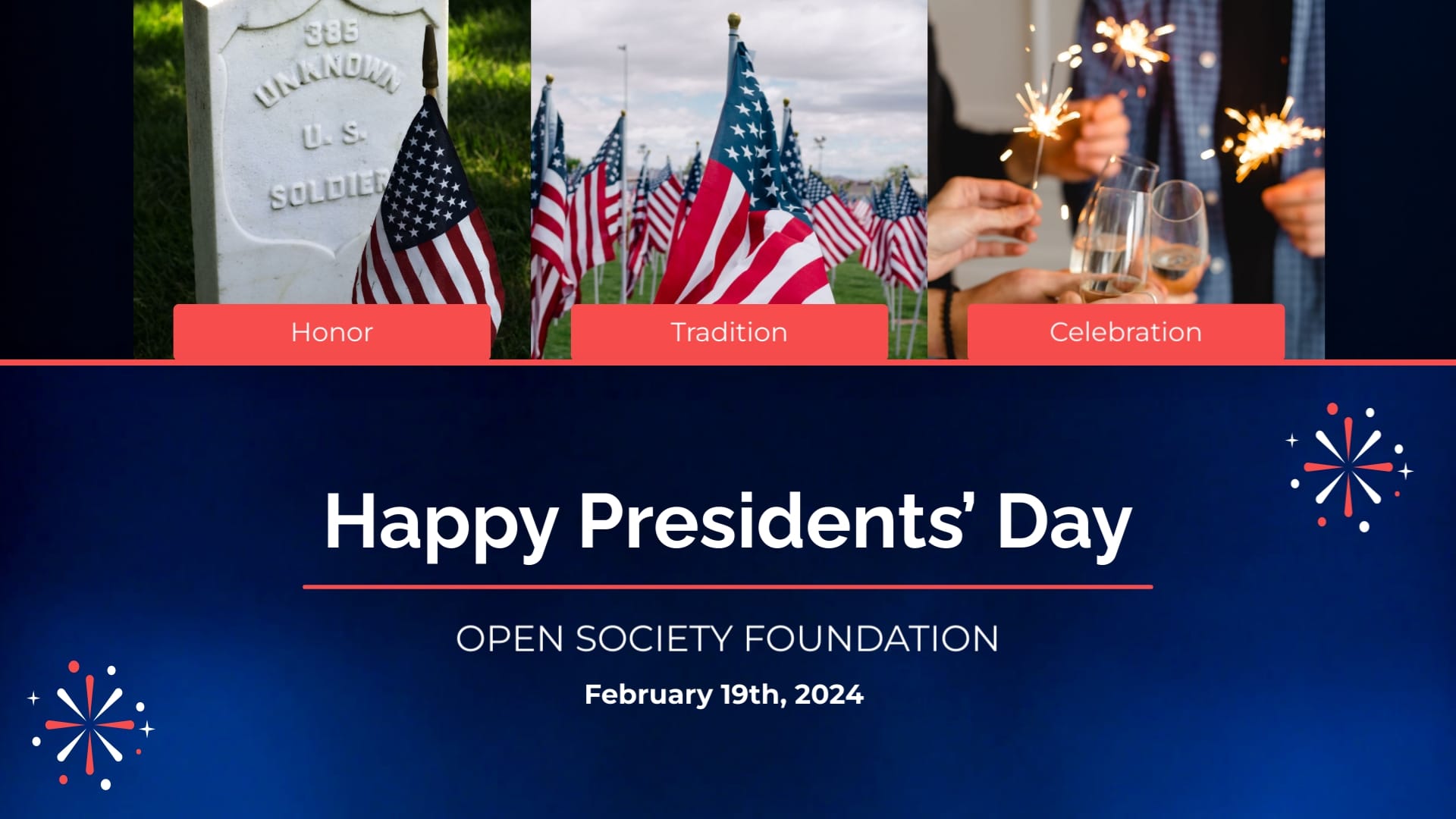 Blue Club Presidents Day Greeting Card Template